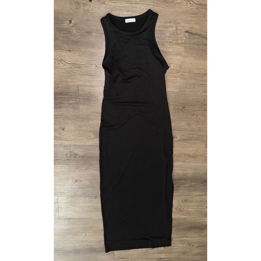Haley & June Womens Black Ribbed Knit Sleeveless Racerback Midi Bodycon Dress L